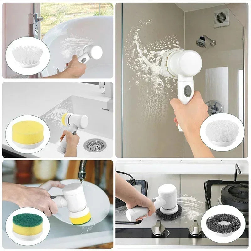 Cordless Electric Spin Scrubber (5 Brush Heads)